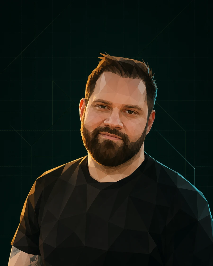 Stylized low-poly portrait of Kevin Weydmann
